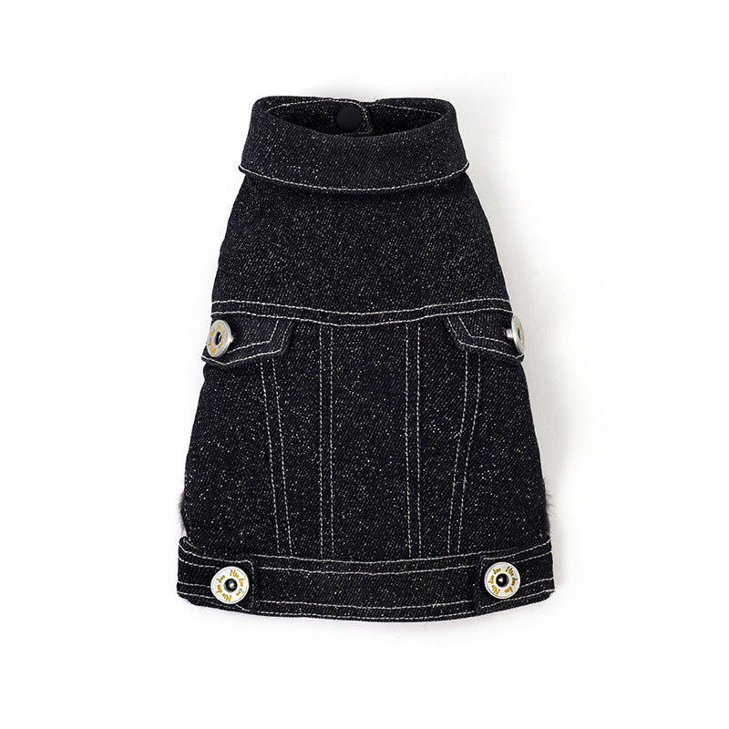 JMT-963658 Pet Cowboy Vest for Dogs - Denim Style in Blue, Black, and Purple, Sizes S to XXL