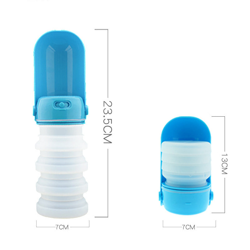 HKM-457555 Portable Silicone Pet Travel Water Cup - 350ml Capacity, Compact Design in Blue, Green, and Pink