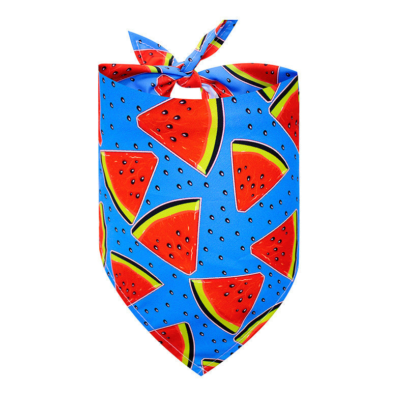 HKM-618835 Pet Triangle Drool Towel in Summer Fruit Designs for Dogs