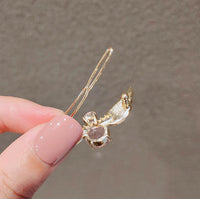 HKM-999379 Korean-Inspired Geometric Angel Wings Imitation Crystal Hairpin for Women