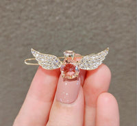 HKM-999379 Korean-Inspired Geometric Angel Wings Imitation Crystal Hairpin for Women