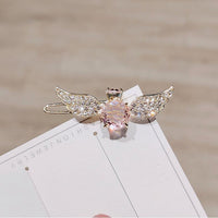 HKM-999379 Korean-Inspired Geometric Angel Wings Imitation Crystal Hairpin for Women