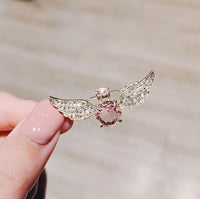HKM-999379 Korean-Inspired Geometric Angel Wings Imitation Crystal Hairpin for Women