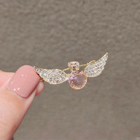 HKM-999379 Korean-Inspired Geometric Angel Wings Imitation Crystal Hairpin for Women