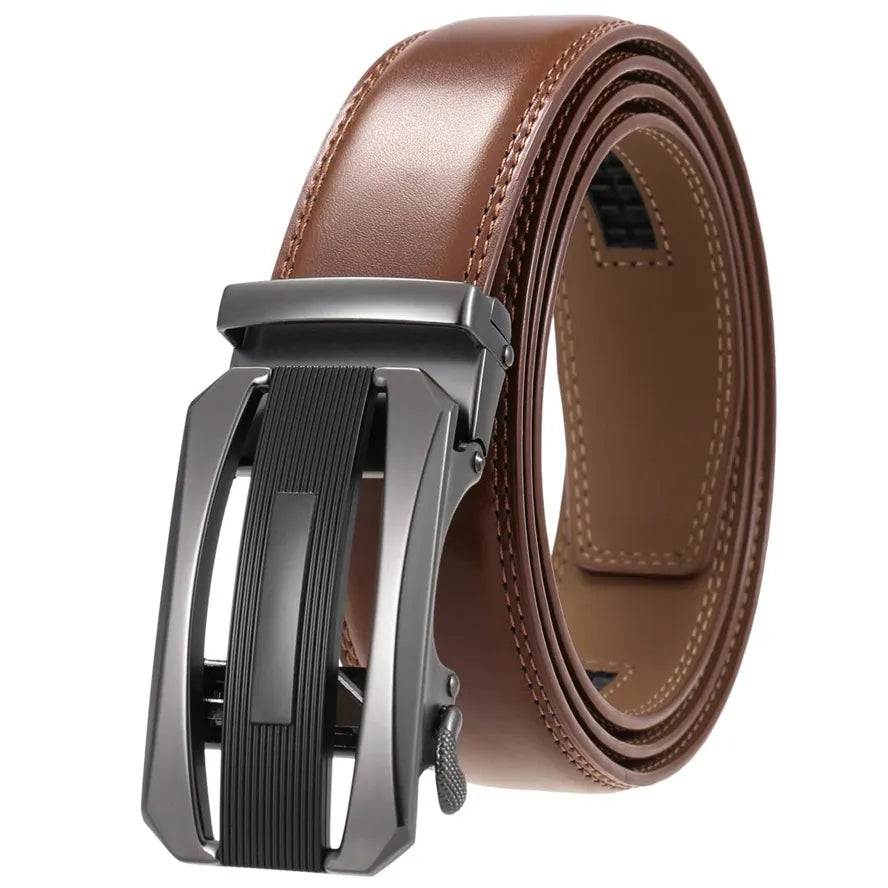HKM-693395 Genuine Leather Automatic Buckle Business Belt for Men - Model LY36-21550-2