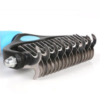 HKM-754515 Pet Stainless Steel Hair Removal Comb with Plastic Handle - Available in Pink and Blue, Sizes S and L