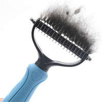 HKM-754515 Pet Stainless Steel Hair Removal Comb with Plastic Handle - Available in Pink and Blue, Sizes S and L