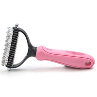 HKM-754515 Pet Stainless Steel Hair Removal Comb with Plastic Handle - Available in Pink and Blue, Sizes S and L