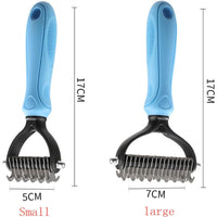 HKM-754515 Pet Stainless Steel Hair Removal Comb with Plastic Handle - Available in Pink and Blue, Sizes S and L