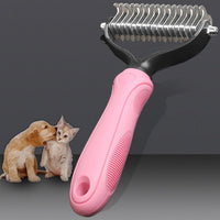 HKM-754515 Pet Stainless Steel Hair Removal Comb with Plastic Handle - Available in Pink and Blue, Sizes S and L
