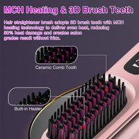 HKM-763091 Portable Cordless Hair Straightening Brush with LED Display, USB Rechargeable, Lightweight Mini Design, Advanced Ionic Technology, Scald Protection