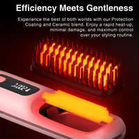 HKM-763091 Portable Cordless Hair Straightening Brush with LED Display, USB Rechargeable, Lightweight Mini Design, Advanced Ionic Technology, Scald Protection