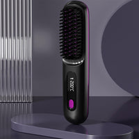 HKM-763091 Portable Cordless Hair Straightening Brush with LED Display, USB Rechargeable, Lightweight Mini Design, Advanced Ionic Technology, Scald Protection