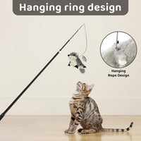 HKM-935443 Interactive Flapping Squirrel Cat Toy with Rechargeable USB, Touch Activated Plush Kicker for Indoor Play