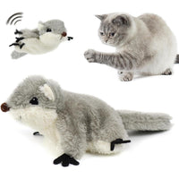 HKM-935443 Interactive Flapping Squirrel Cat Toy with Rechargeable USB, Touch Activated Plush Kicker for Indoor Play