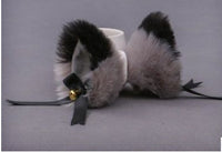 HKM-128147 Cat Ears Hairpin with Bells - Plush Anime Cosplay Hair Accessory in Gray and White