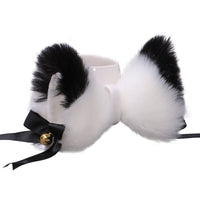 HKM-128147 Cat Ears Hairpin with Bells - Plush Anime Cosplay Hair Accessory in Gray and White