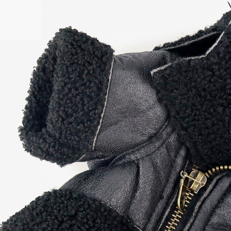 HKM-406739 Punk Style Leather Sweater for Dogs in Black, Brown, and Coffee - Autumn and Winter Apparel for All Sizes