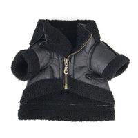 HKM-406739 Punk Style Leather Sweater for Dogs in Black, Brown, and Coffee - Autumn and Winter Apparel for All Sizes