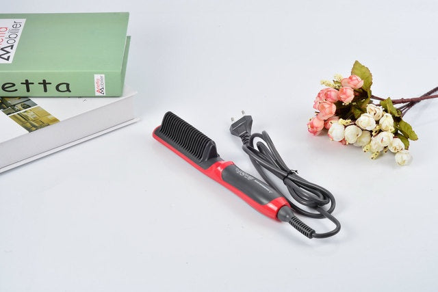 HKM-729171 Ceramic Hair Straightening Brush with Adjustable Temperature Control and Detangling Features