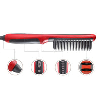 HKM-729171 Ceramic Hair Straightening Brush with Adjustable Temperature Control and Detangling Features