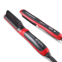 HKM-729171 Ceramic Hair Straightening Brush with Adjustable Temperature Control and Detangling Features