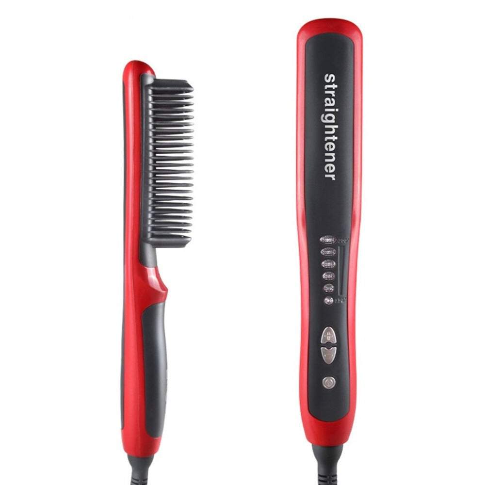 HKM-729171 Ceramic Hair Straightening Brush with Adjustable Temperature Control and Detangling Features