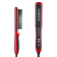 HKM-729171 Ceramic Hair Straightening Brush with Adjustable Temperature Control and Detangling Features