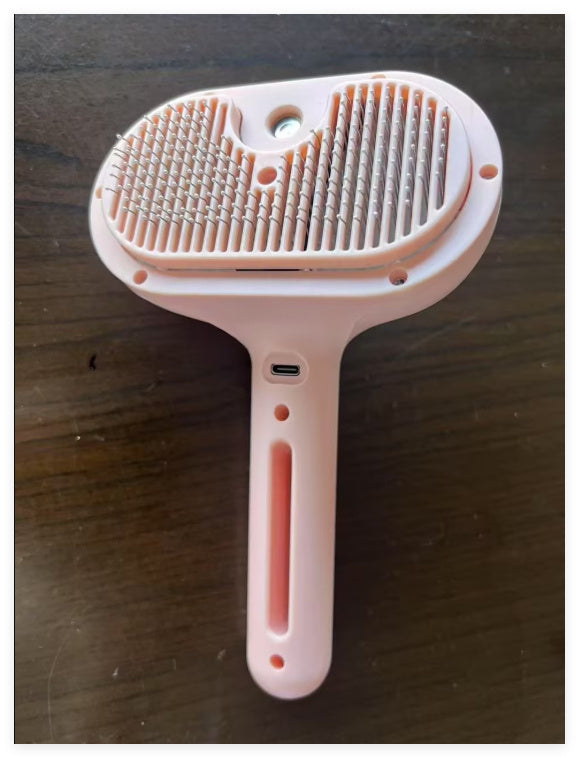 HKM-210963 Self-Cleaning Pet Grooming Brush with Misting Function for Dogs and Cats - Dematting Tool and Hair Remover