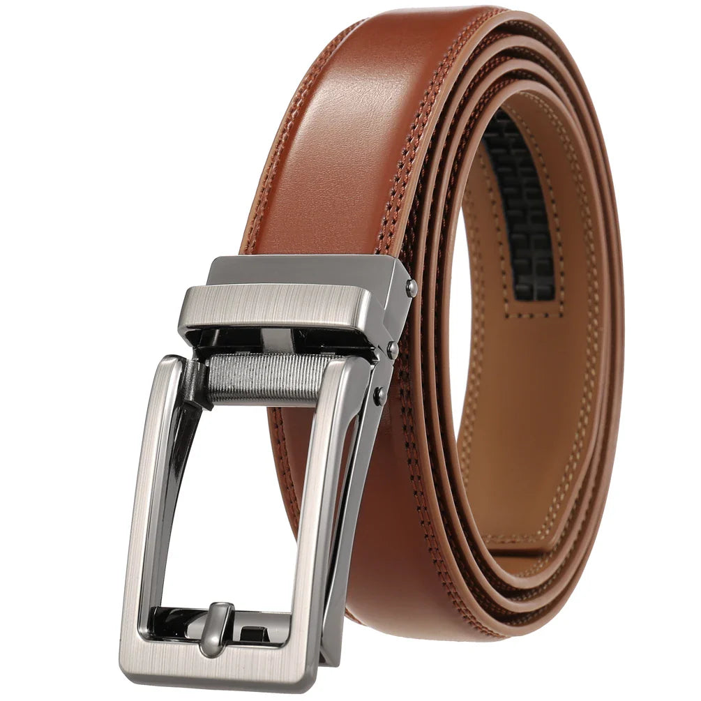HKM-265107 Automatic Buckle Leather Belt for Men with Durable Design and Adjustable Fit