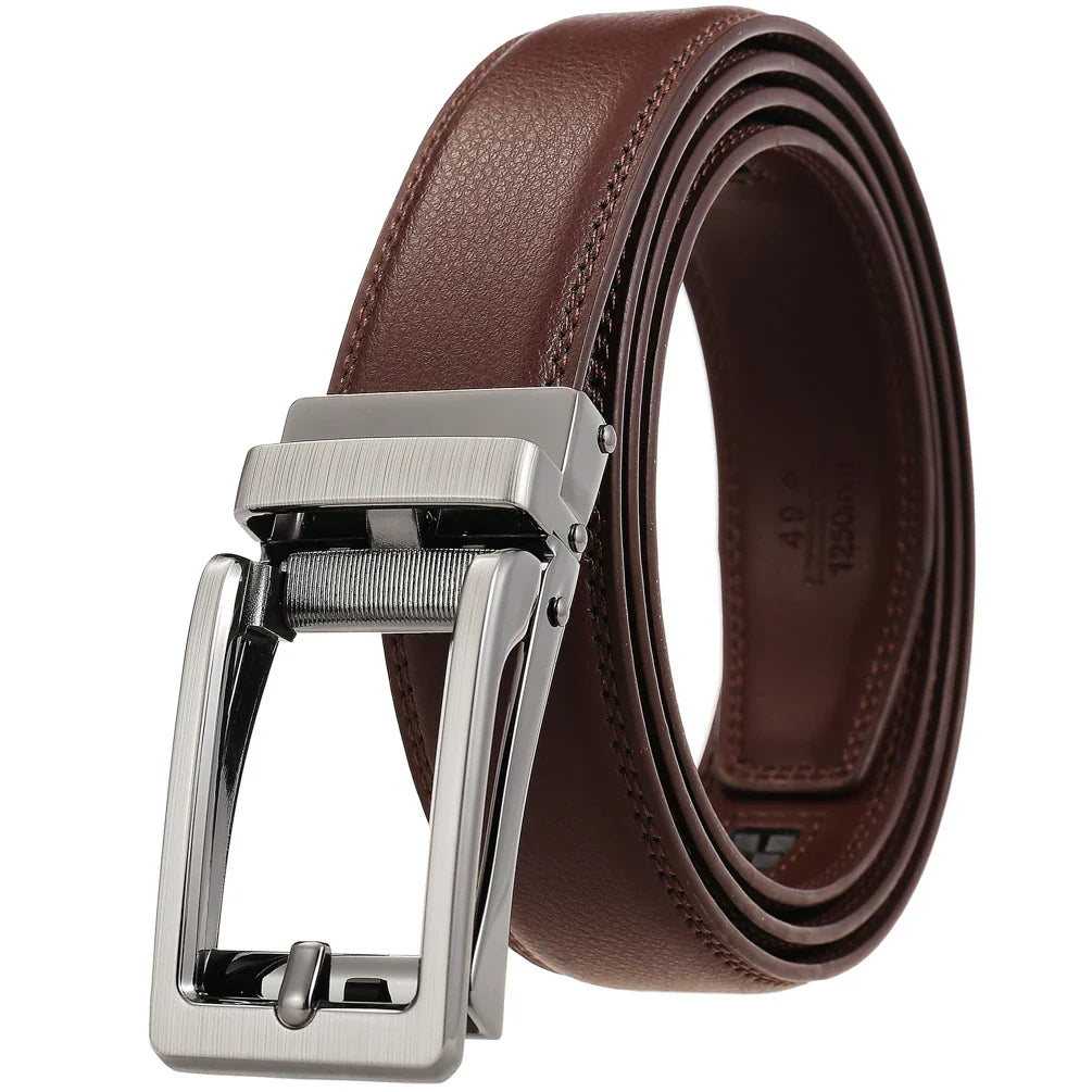 HKM-265107 Automatic Buckle Leather Belt for Men with Durable Design and Adjustable Fit