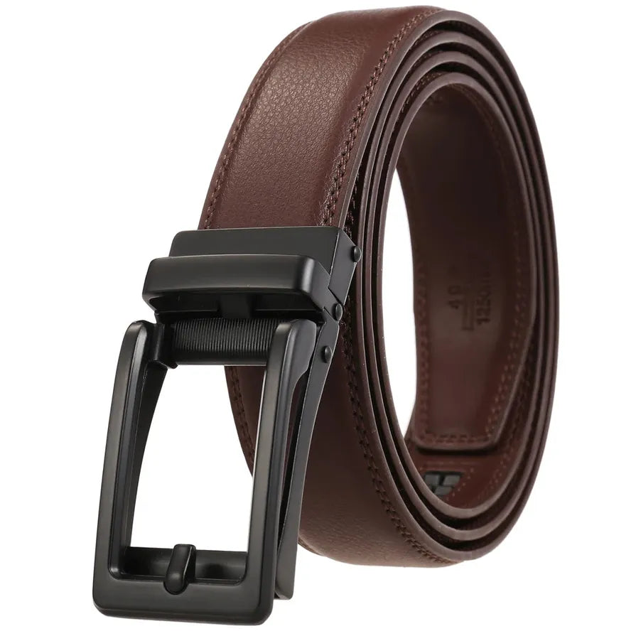 HKM-265107 Automatic Buckle Leather Belt for Men with Durable Design and Adjustable Fit
