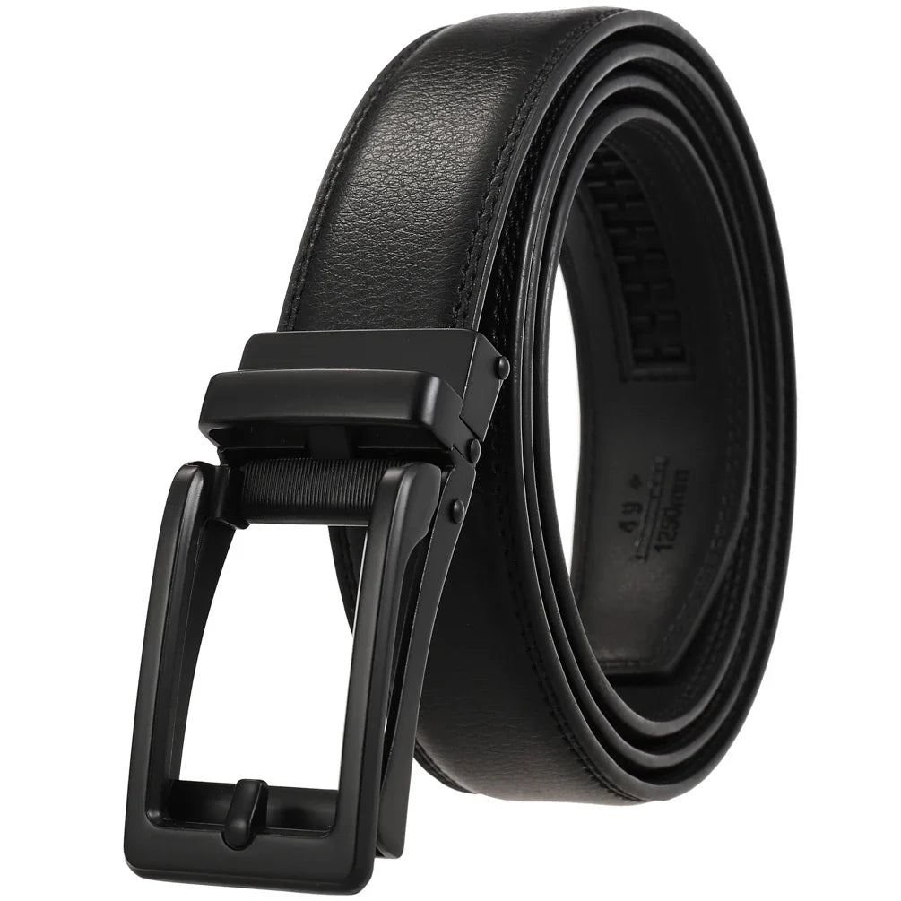 HKM-265107 Automatic Buckle Leather Belt for Men with Durable Design and Adjustable Fit