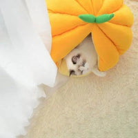HKM-383955 Cozy Semi-Enclosed Cat Sleeping Bag Pumpkin Nest for Deep Winter Comfort - Available in Two Sizes