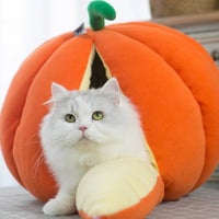 HKM-383955 Cozy Semi-Enclosed Cat Sleeping Bag Pumpkin Nest for Deep Winter Comfort - Available in Two Sizes
