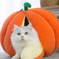 HKM-383955 Cozy Semi-Enclosed Cat Sleeping Bag Pumpkin Nest for Deep Winter Comfort - Available in Two Sizes
