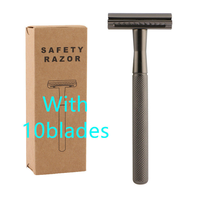 HKM-528595 Durable Manual Shaver with 10 Double-Sided Blades, Zinc Alloy Cutter Head and Copper Handle
