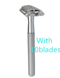 HKM-528595 Durable Manual Shaver with 10 Double-Sided Blades, Zinc Alloy Cutter Head and Copper Handle