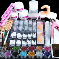 HKM-610515 Comprehensive Nail Tool Set with 12 Color Glitter and Essential Accessories
