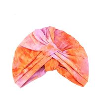 HKM-846739 Tie-Dyed Ethnic Style Turban Hat in Vibrant Colors for Women