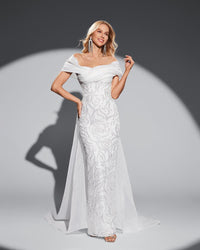 HKM-808339 Classic White Elegant Women's Dress, Style EZ25070