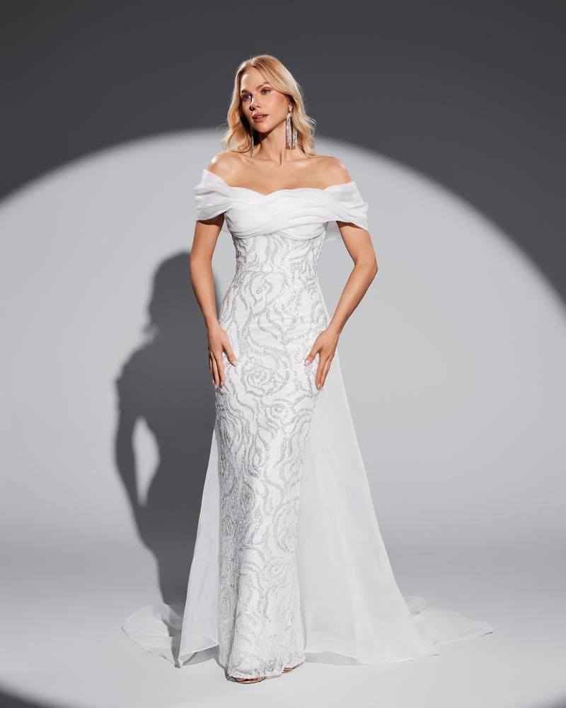 HKM-808339 Classic White Elegant Women's Dress, Style EZ25070