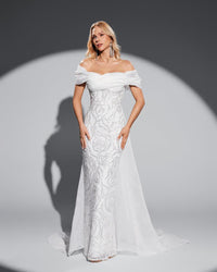 HKM-808339 Classic White Elegant Women's Dress, Style EZ25070