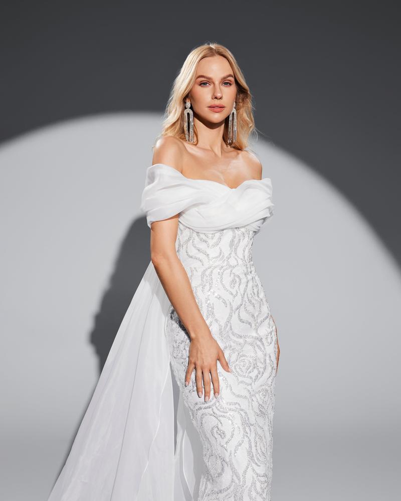 HKM-808339 Classic White Elegant Women's Dress, Style EZ25070