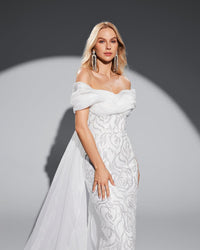 HKM-808339 Classic White Elegant Women's Dress, Style EZ25070