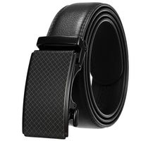 HKM-918163 Men's Leather Automatic Buckle Belt with Alloy Detail - Model LY36-24872-1