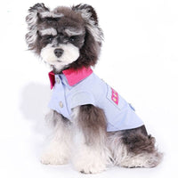 HKM-698195 Summer Clothing for Small Dogs with Traction Rope and Ring - Casual Vest in Blue and Purple, Multiple Sizes Available
