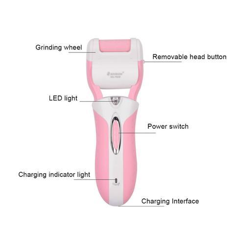 HKM-281619 3-in-1 Rechargeable Cordless Callus Remover with Ergonomic Grip for Smooth Skin Removal