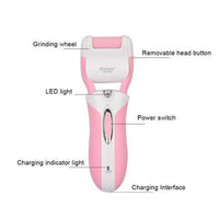HKM-281619 3-in-1 Rechargeable Cordless Callus Remover with Ergonomic Grip for Smooth Skin Removal