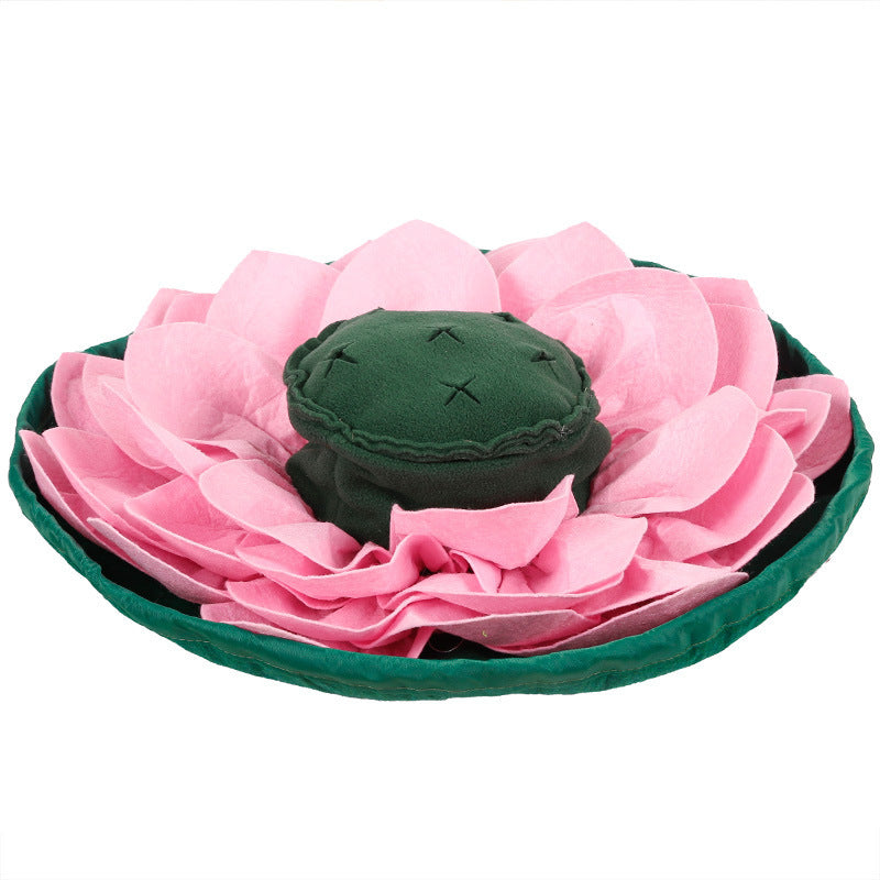 HKM-961619 Sniffing Training Pad for Dogs - Interactive Food Hiding and Energy-Consuming Toy, Pink/Green, Fleece and Felt Material, 45x45x11CM